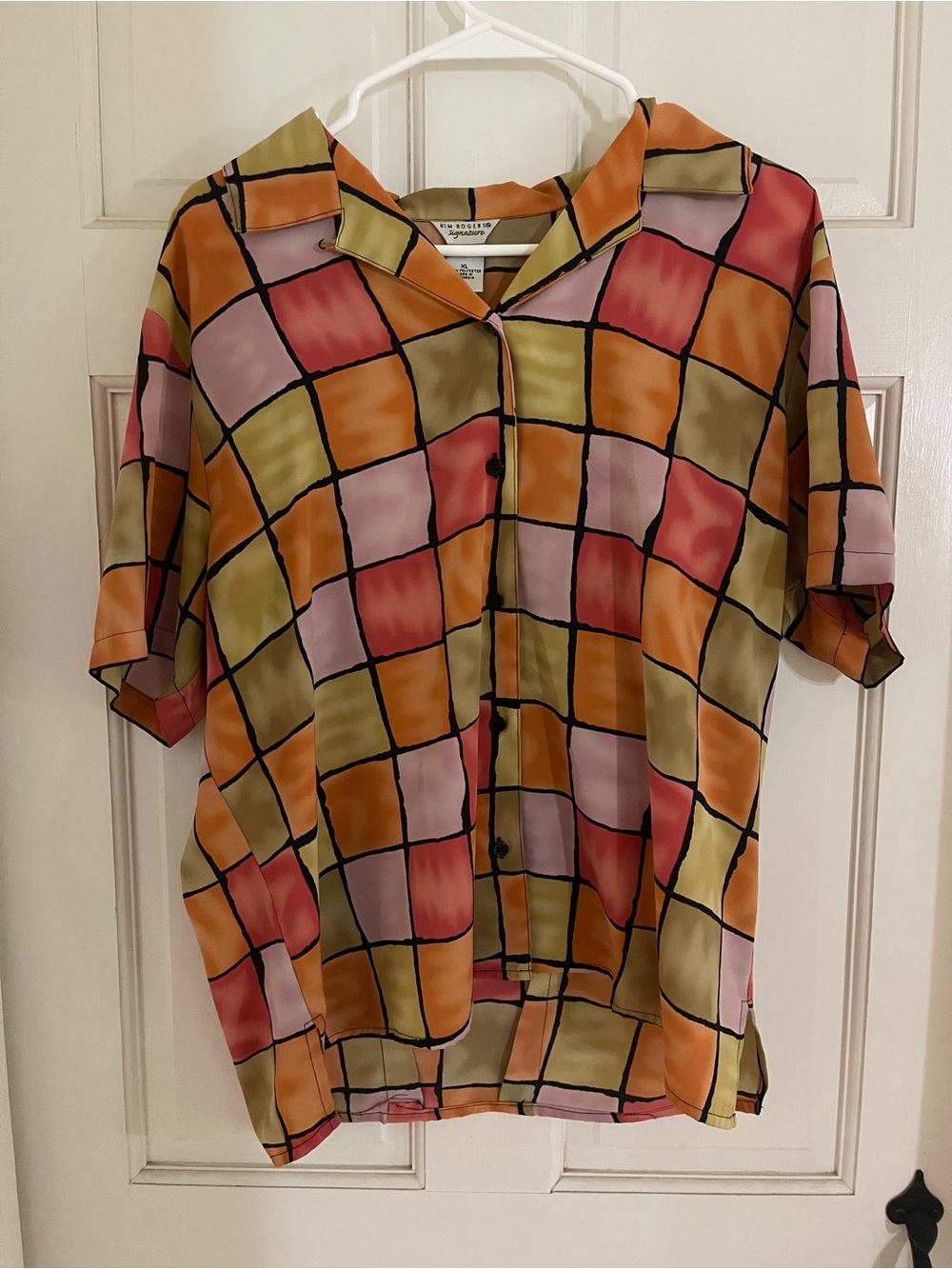 Vintage Kim Rogers Multicolor Check Button-Down Blouse